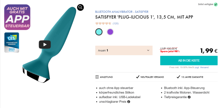 Satisfyer Plug Ilicious 1 Analvibrator e1636989900594