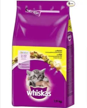 6 x 1,9kg Whiskas Katzenfutter Trockenfutter Junior <1 für Kätzchen/Kitten mit Huhn ab 14,13 € (Prime)