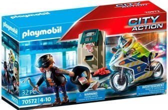 playmobil city action polizei motorrad verfolgung des geldraeubers 70572