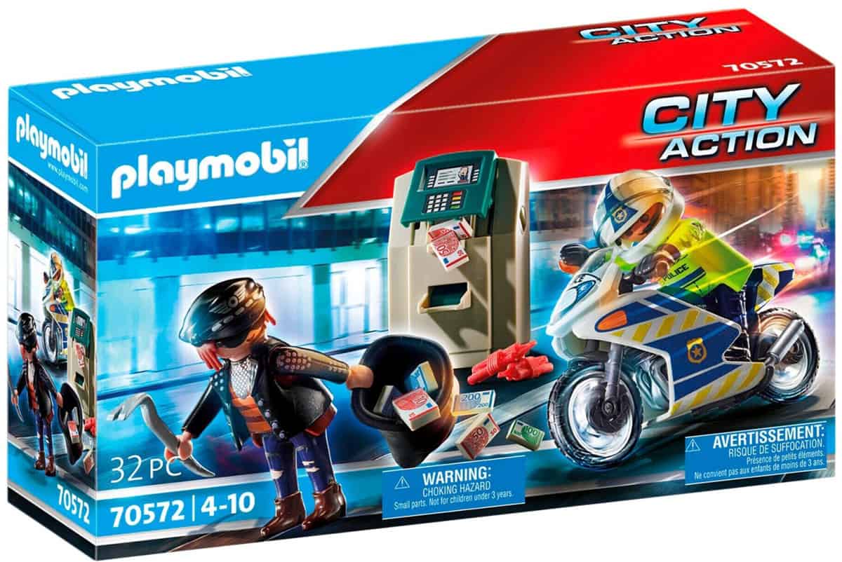 Playmobil City Action - Polizei-Motorrad: Verfolgung Des Geldräubers 