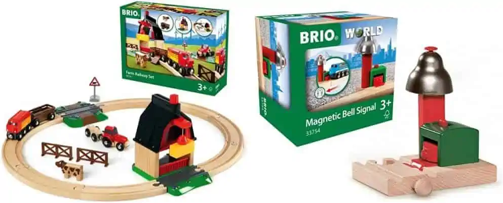 BRIO World 33719 Bahn Bauernhof Set – Holzeisenbahn & World 33754 Magnetisches Glockensignal für 36,99 € [Prime] statt 46,11 €