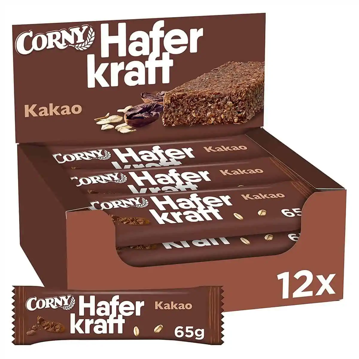 CORNY Haferkraft Kakao weicher Schoko-Haferriegel 12er Pack (12 x 65 g Riegel) für 7,35 € inkl. Prime-Versand