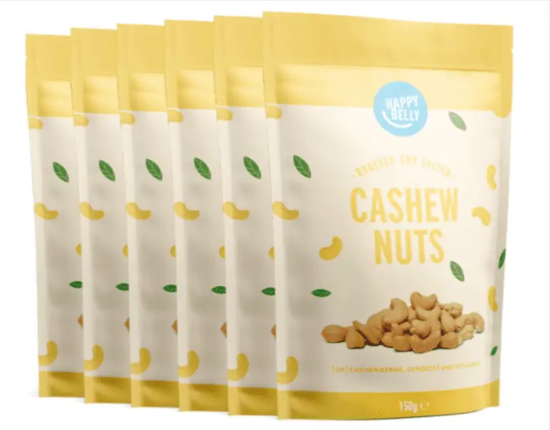 Happy Belly Cashewkerne (geröstet und gesalzen) (6x150g) ab 6,09 € inkl. Prime-Versand