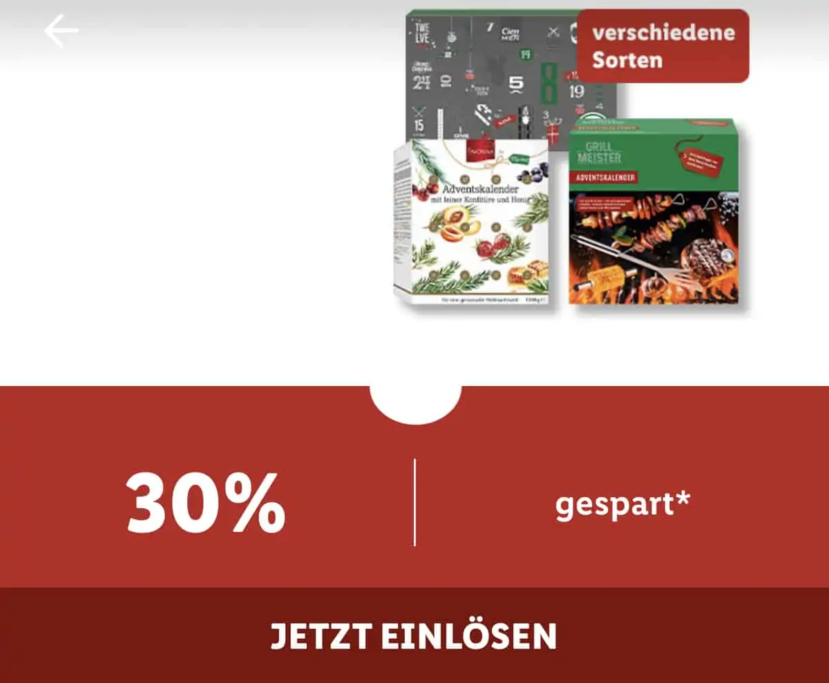 30% Rabatt auf alle Adventskalender [Lidl Plus]