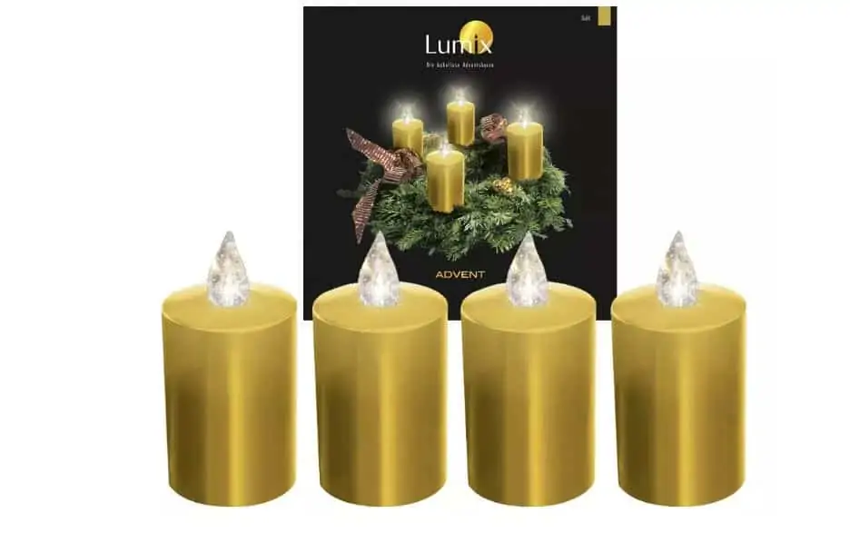 Krinner Lumix LED-Kerzen Set, gold (4 Stück, mit Funk-Fernbedienung) für 15,00 € inkl. Versand statt 33,00 €