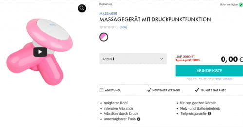 Massagegerät mit Druckpunktfunktion & 6 Gratisartikel für 0 € (MBW 29,95 €) 🍨