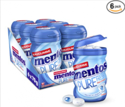 Mentos Kaugummi Pure Fresh Mint 6er Box Kaugummi Dragees Pfefferminze Geschmack zuckerfrei   Amaz