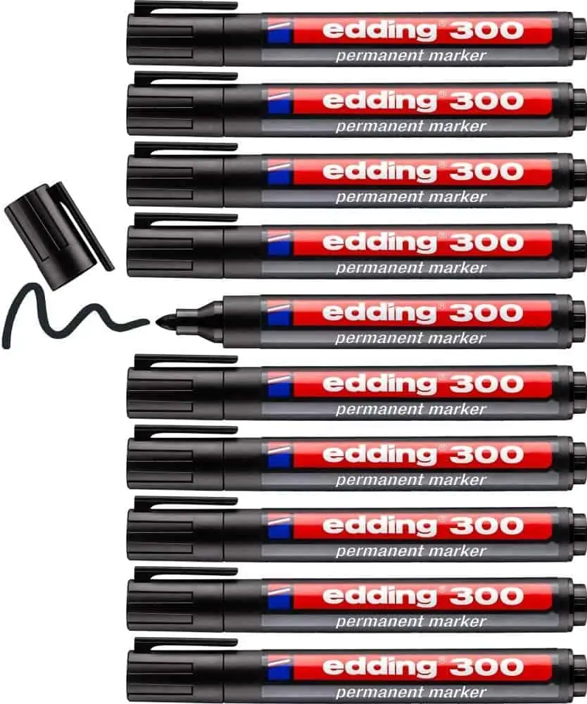 10er-Pack edding 300 Permanentmarker – schwarz für 4,90 € [Prime/ 0,49 € pro Stift] statt 11,31 €