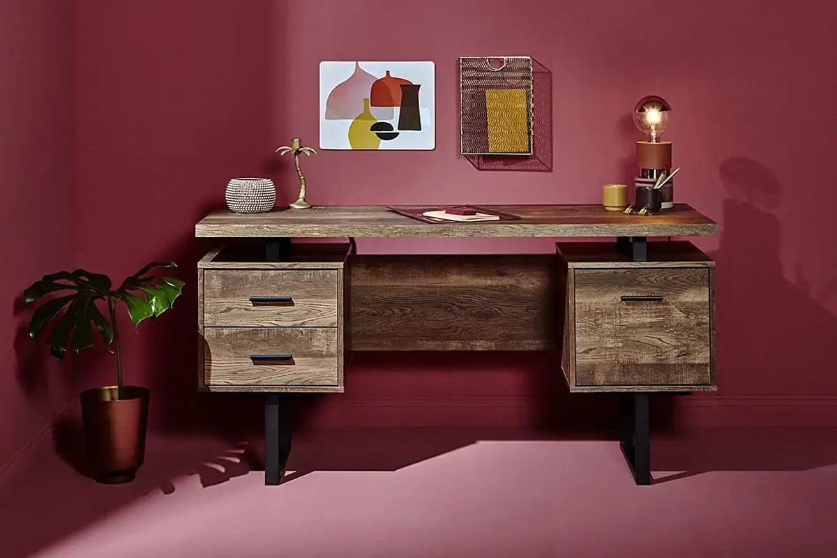 Movian Vättern – Schreibtisch mit 3 Schubladen (Vintage Look / Maße: 152,4 x 60 x 76 cm) für 171,59 € inkl. Versand statt 250,00 €