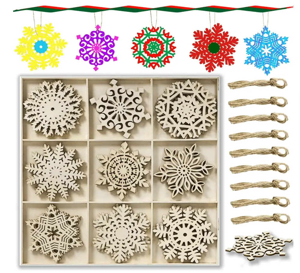 Christbaumschmuck Holz,Schneeflocken Weihnachten AnhäNger 36 Stück für 5,99 € inkl. Prime-Versand (statt 15,99 €)