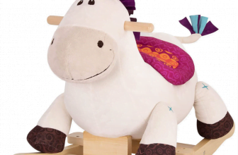 B. toys Schaukelpferd Einhorn beige aus weichem Plüsch und hochwertigem Holz Schaukeltier zum Drauf