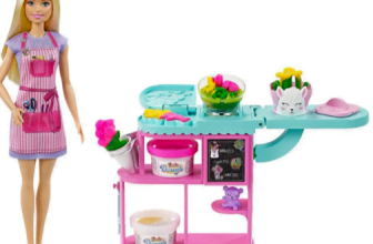 Barbie GTN58 Floristen Spielset mit blonder Puppe Knete Vasen und mehr Spielzeug fuer Kinder ab