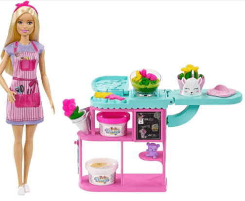 Barbie Gtn58 Floristen Spielset Mit Blonder Puppe Knete Vasen Und Mehr Spielzeug Fuer Kinder Ab