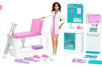 Barbie GTN61 Krankenstation-Spielset mit brünetter Barbie