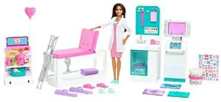 Barbie GTN61 Krankenstation-Spielset mit brünetter Barbie