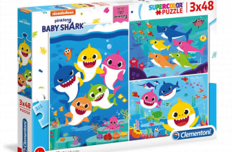 Clementoni 25261 Supercolor Baby Shark – Puzzle 3 x 48 Teile ab 4 Jahren buntes Kinderpuzzle mit be