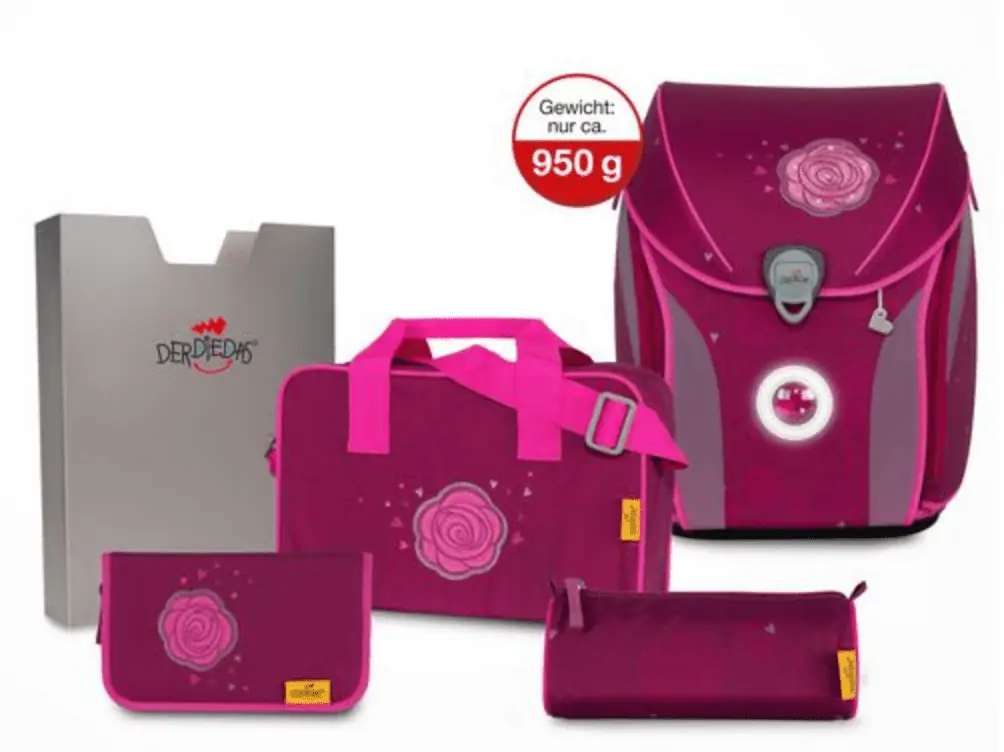 DerDieDas Schulranzen Set Ergoflex Max Exklusiv Schulranzen-Set „LED“, 5tlg. 39 cm für 112,49 € inkl. Versand (statt 155,84 €)