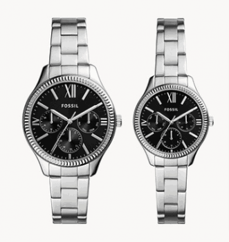 His and Hers Set Uhr Multifunktionswerk Edelstahl BQ2644SET Fossil