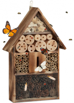 Relaxdays Insektenhotel 50 cm gross Zum Aufhaengen Bienenhotel und Schmetterlingshaus Geflaemmtes Ho