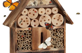 Relaxdays Insektenhotel 50 cm gross Zum Aufhaengen Bienenhotel und Schmetterlingshaus Geflaemmtes Ho