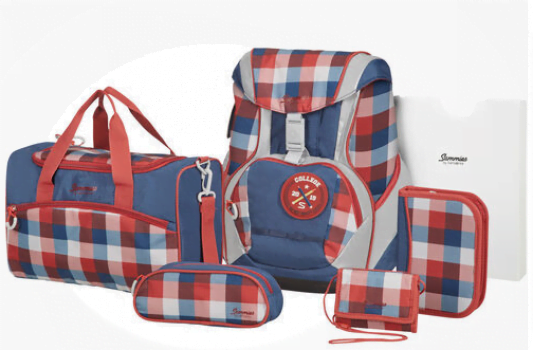 Sammies Schulranzen Set  Classic Checks  7 teilig blau rot blau rot   GALERIA