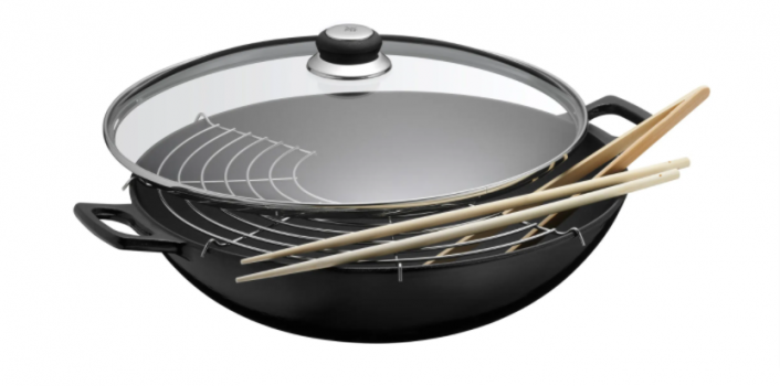 WMF Wok O 36 cm Gusseisen mit Glasdeckel Wok   Kaufland.de