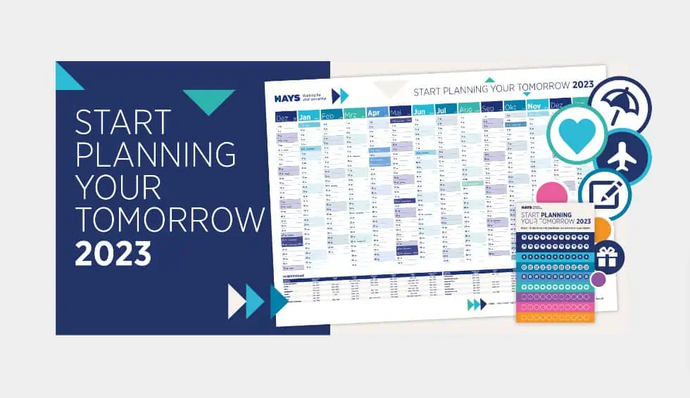 Gratis: Wandkalender 2023 und Sticker von Hays kostenlos