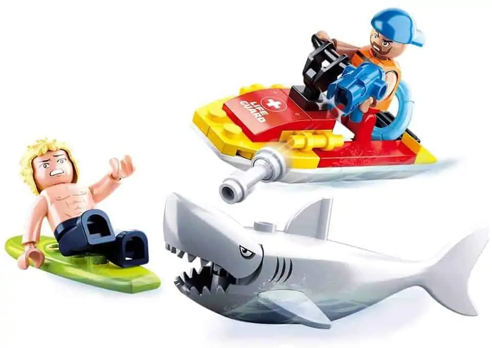 Sluban Klemmbausteine, Rettungsset Jetski mit Hai für 2,99 € [Prime] statt 6,99 €