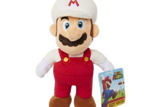 Jakks Pacific Super Mario Plueschmaskottchen Fire Mario