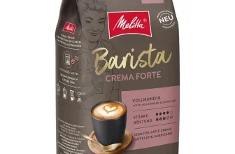 Melitta Barista Crema Forte Kaffeebohnen 1000g, Stärke 4, mit Latte-Art-Bild und Röstungsangaben