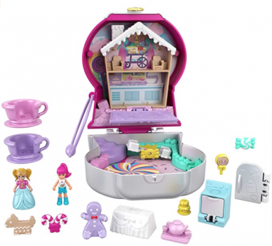 Polly Pocket GTN23 Kaugummiautomat Schatulle 2 kleine Puppen 5 Ueberraschungen 13 Zubehoerteile