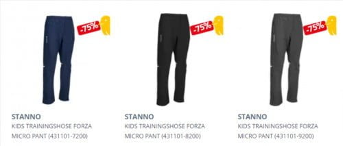 Stanno Forza Micro Kinder Trainingshose (3 Farben, Gr. 116 bis 164) für je 4,72 € zzgl. 3,99 € Versand