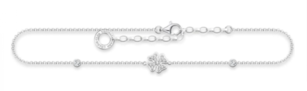 Thomas Sabo Damen Fusskette Kleeblatt Zirkonia 925 Sterlingsilber AK0023 051 14 L27v   Amazon.de  Sch