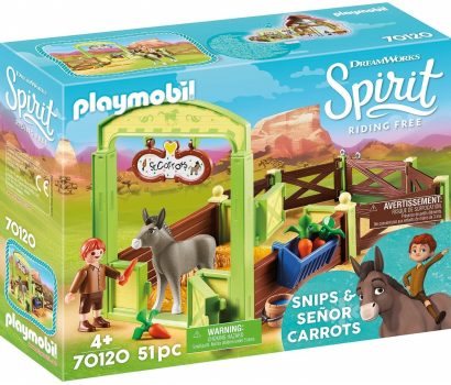 playmobil spirit riding free pferdebox snips herr karotte 70120