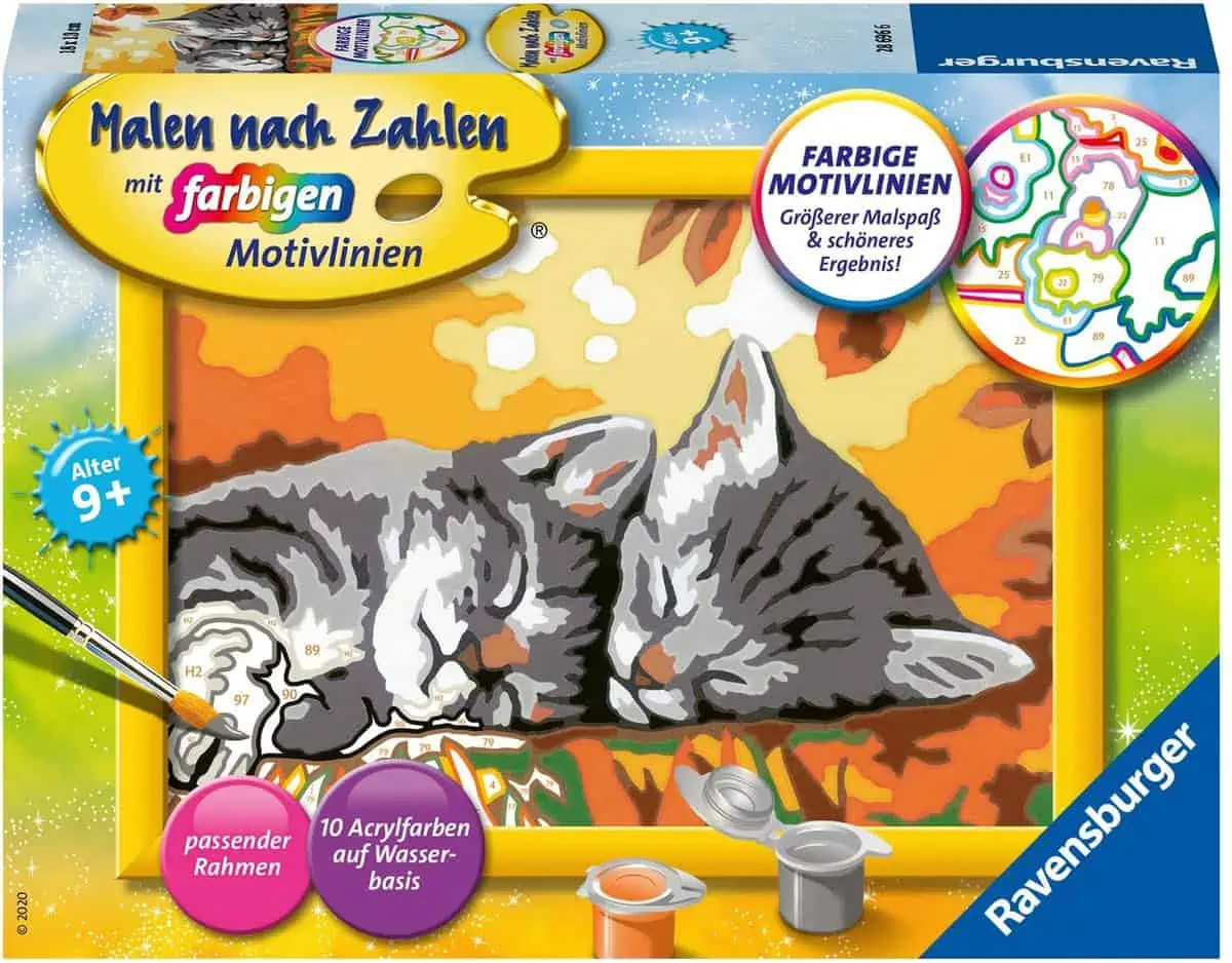 Ravensburger Malen nach Zahlen 28696 – Kätzchen im Herbst für 6,99 € [Prime] statt 11,99 €