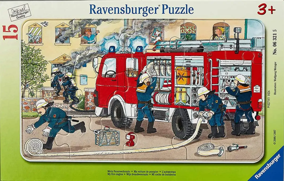 Ravensburger Kinderpuzzle – 06321 Mein Feuerwehrauto – Rahmenpuzzle für Kinder ab 3 Jahren, mit 15 Teilen für 3,49€ inkl. Prime-Versand [statt 6,49€]