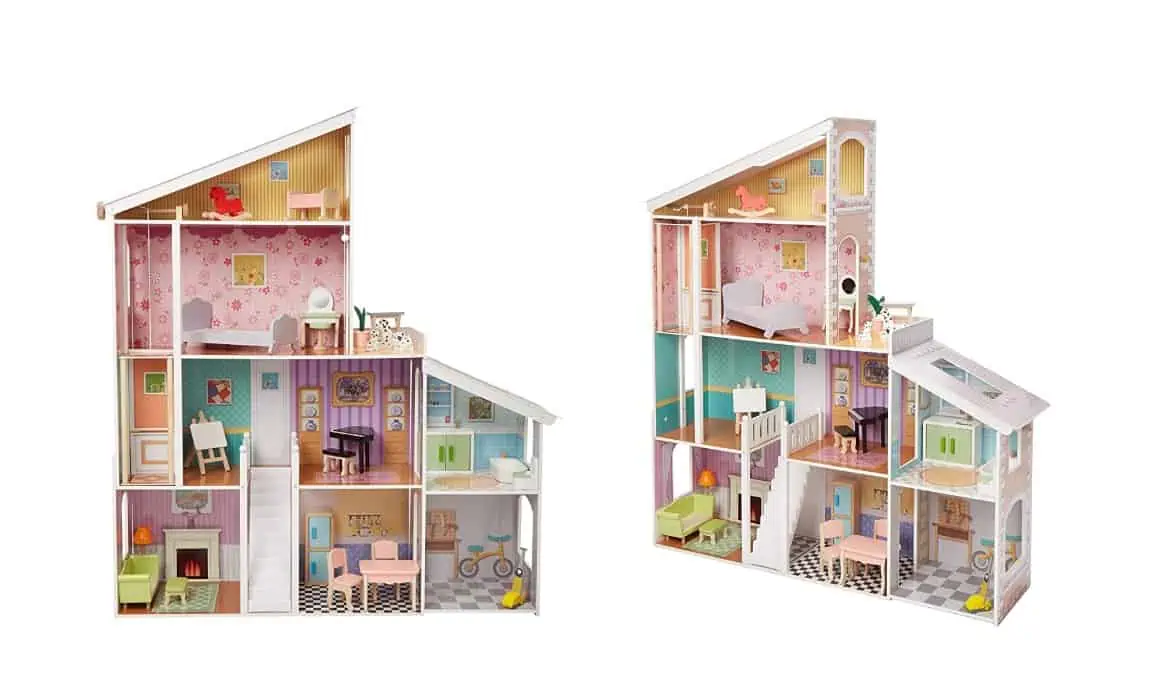Amazon Basics 4-stöckiges Puppenhaus + Möbelzubehör für 51,81 € inkl. Versand statt 111,00 €
