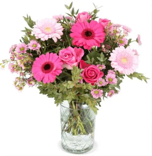 Blütenkuss Strauß (aus Rosen, Santini, Gerbera, Wachsblumen, Pistazien und Eukalyptus) für 22,58 € inkl. Versand