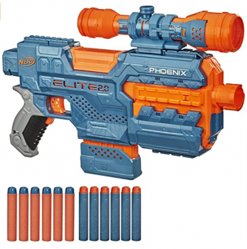 Elite 2 Phoenix CS 6 motorisierter Blaster 12 Nerf Darts 6 Dart Clip Magazin Fernrohr Tactical R