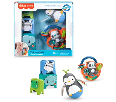 Fisher Price HFJ93 Feinmotorik Geschenkset 3 Aktivitaetsspielzeuge Babyspielzeug ab 6 Monaten   A