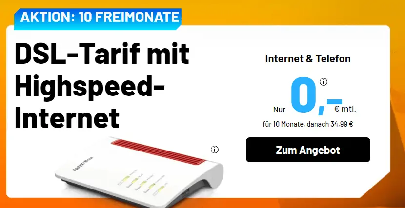 sim.de: DSL/ Telefon Flat (16 bis 250 MBit/s) mit 10 Frei-Monate