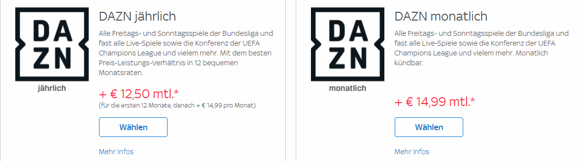 Sky Q: DAZN für ein Jahr ab 12,50 € mtl. z.B mit Netflix + DAZN für 32,50 € mtl.