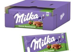 Milka Ganze Haselnuesse Tafel 17 x 100g Alpenmilch Tafelschokolade mit ganzen Haselnuessen Noch schokoladiger Amazon de Lebensmittel Getraenke