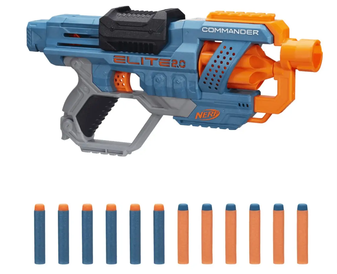 Nerf Elite 2 Commander RD-6 Blaster, 2 Nerf Darts, 6-Dart Rotationstrommel für 6,55 € inkl. Prime-Versand (statt 10,00 €)