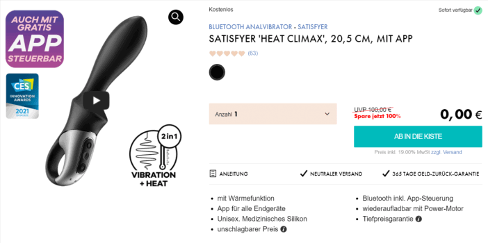 Satisfyer Heat Climax Bluetooth Analvibrator e1645273678250