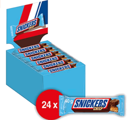 Snickers Schokoriegel Crisp 24 Riegel In Einer Box 24 X 40 G Amazon.de Lebensmittel Getrae