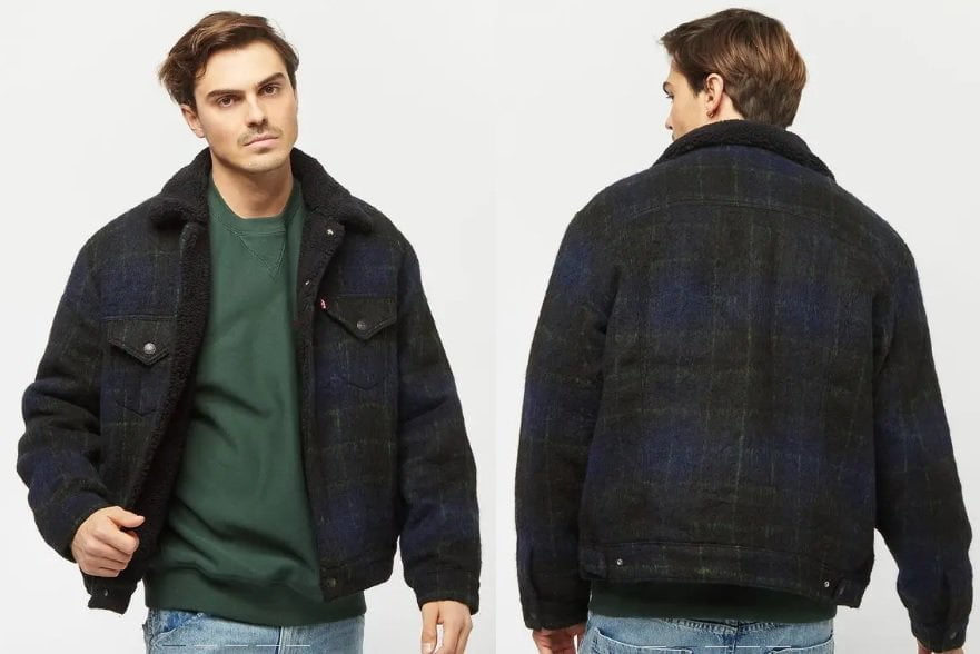 Vtg Fit Sherpa Trucker Oversize Nightwatch Plaid