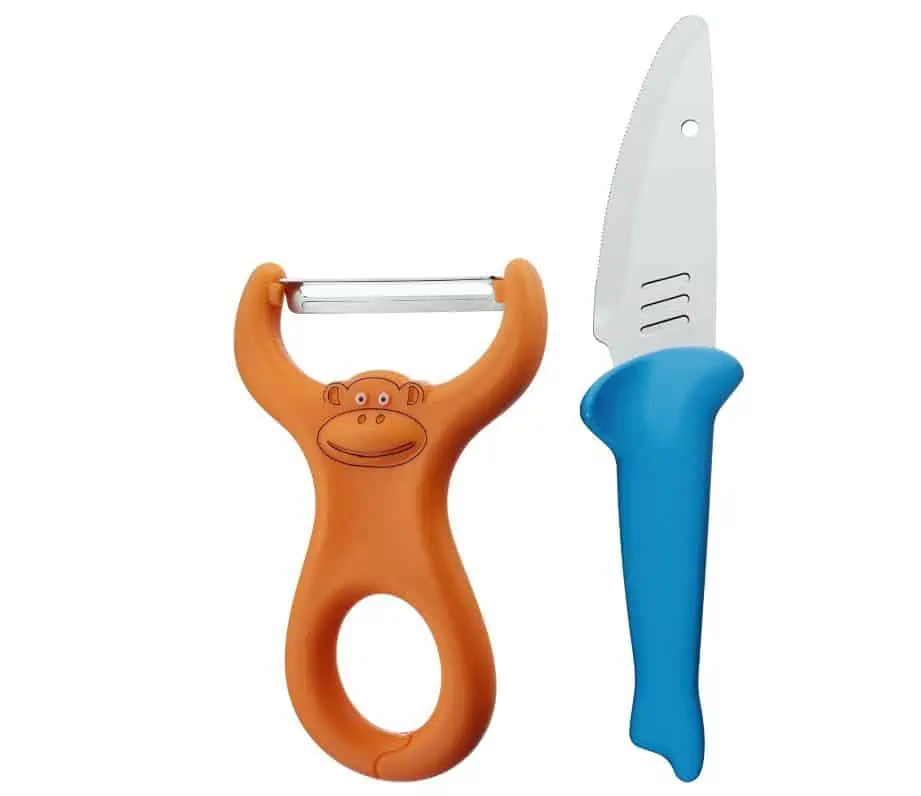 WMF Willy Mia Fred Kinderkoch-Set (2-teilig,  Kindermesser – Haifisch, Schäler – Affe) für 9,99 € [Prime] statt 12,44 €