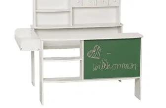 roba Kaufladen Kinder Kaufmannsladen Holz weiss Verkaufsstand mit 4 Schubladen Uhr Tafel Theke
