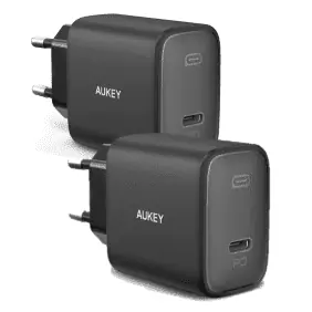 2er Pack AUKEY Schnell Ladegeraet USB C 3.0 je 20W PA F1S Schwarz